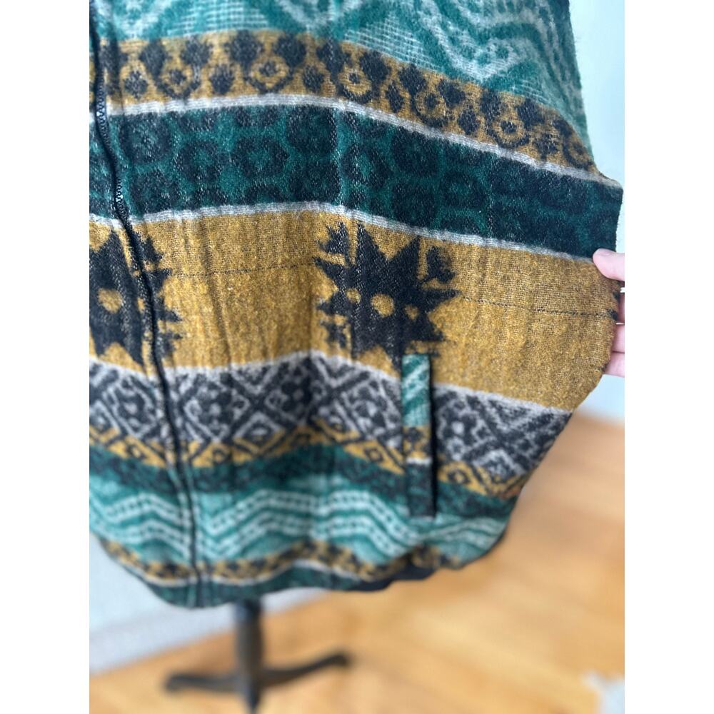Vintage Western Indigenous Black Green Mustard Bomber Jacket - Picture 2 of 9